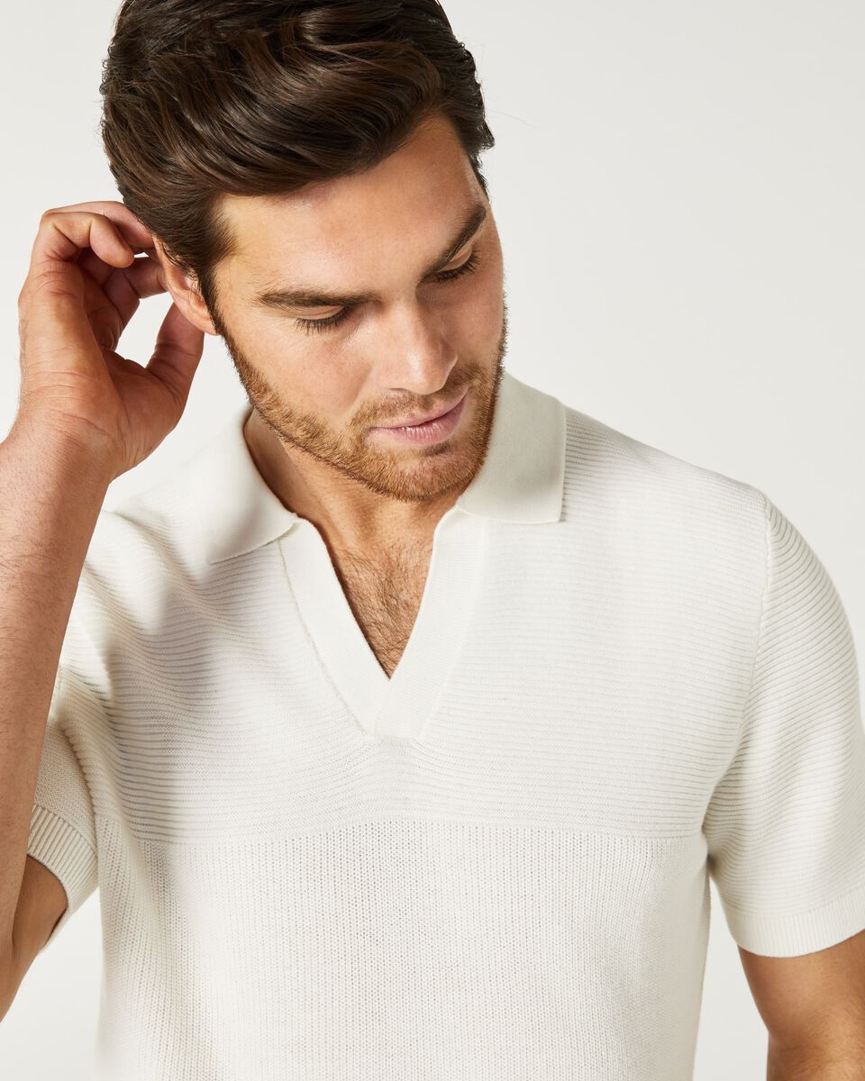 Mens Off White Short Sleeve Knit